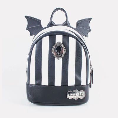 Black white stripe winges mini Backpack faux leather mini backpack